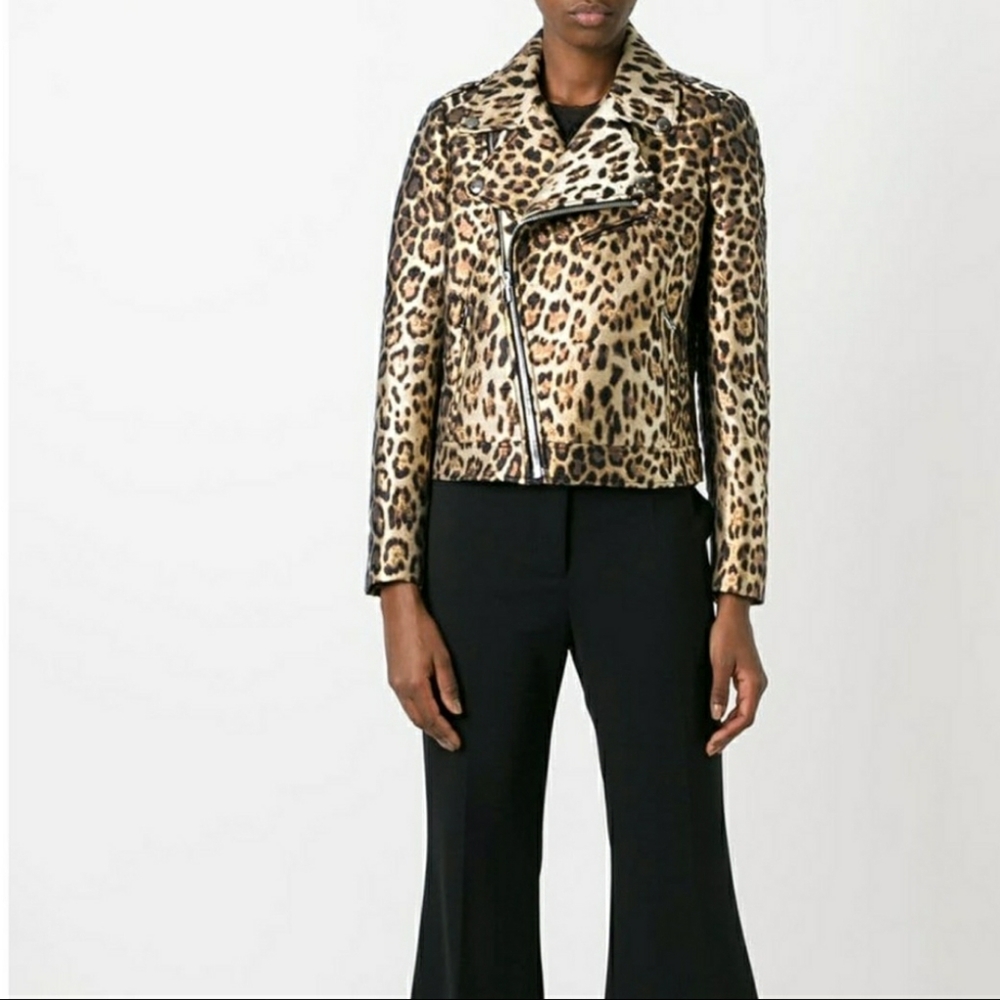 RED Valentino Leopard Jacquard Moto Jacket NWT